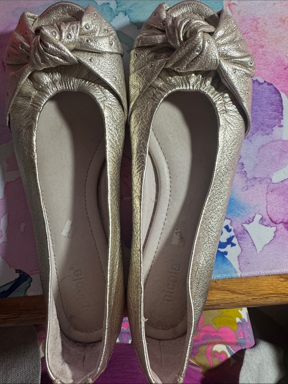 Nicole Metallic Gold Knot-Front Ballet Flats